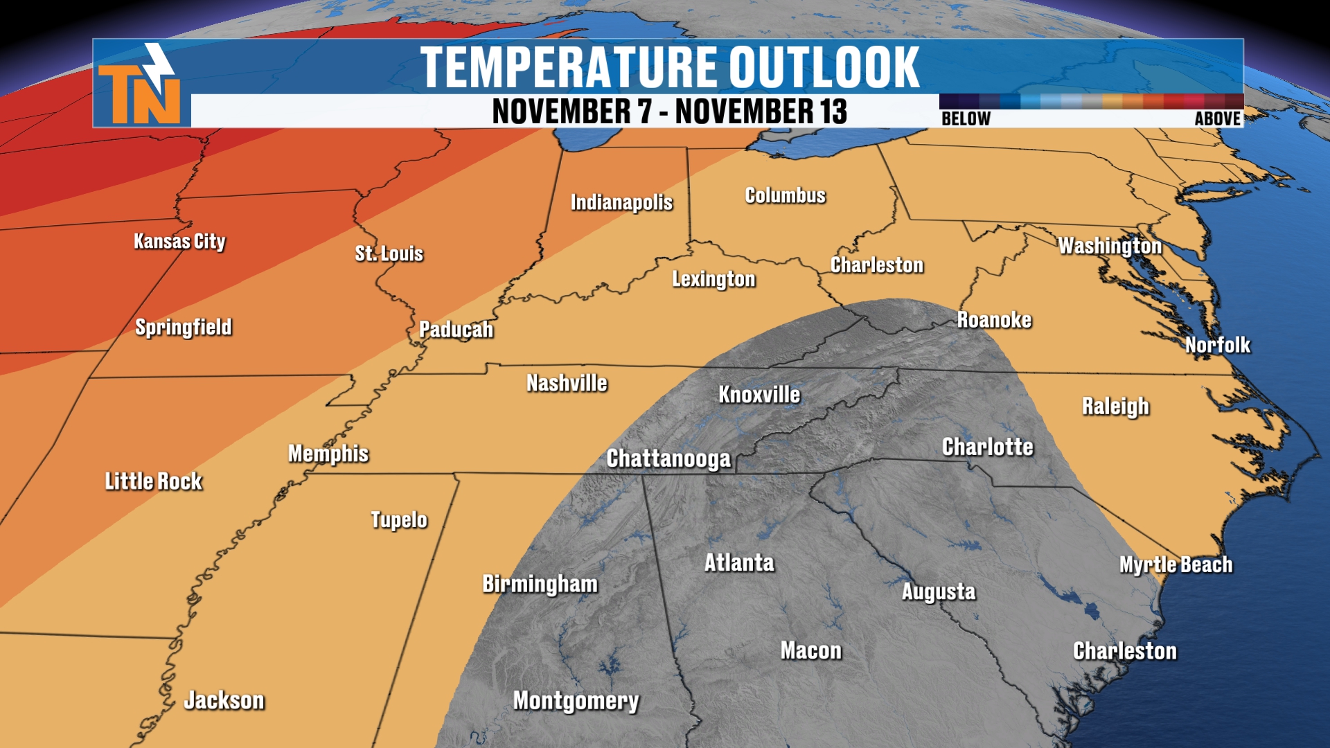Climate Prediction Center temperature outlook, November 7 through November 13