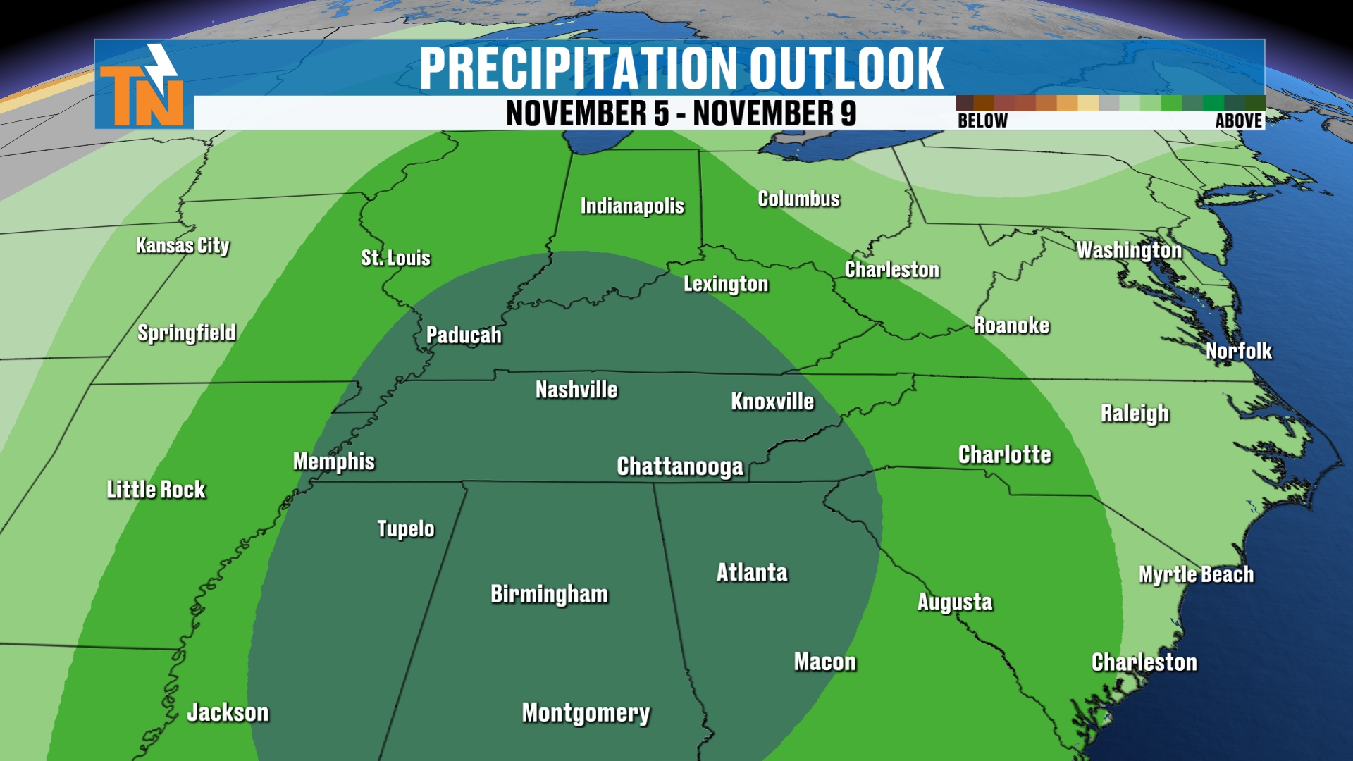 Climate Prediction Center precipitation outlook, November 5 through November 9